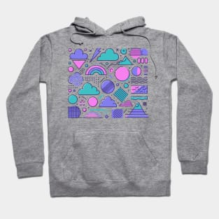 Cyan Pink Purple 80s Retro Geometric Pattern Hoodie